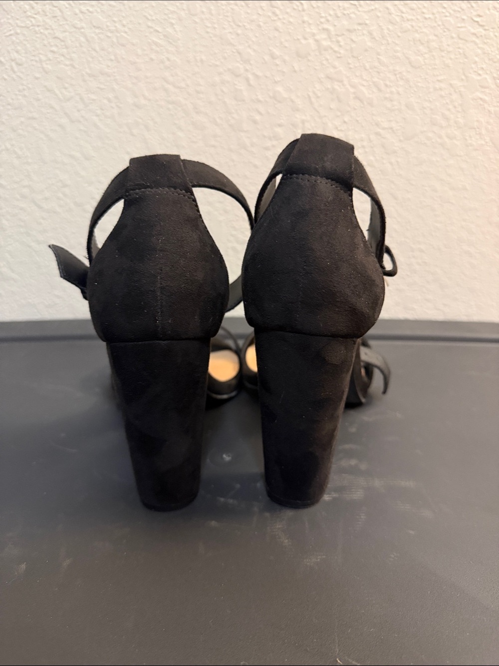 torrid Black Suede Wide Width Ankle-Strap Block Heel Sandals - Picture 3 of 3